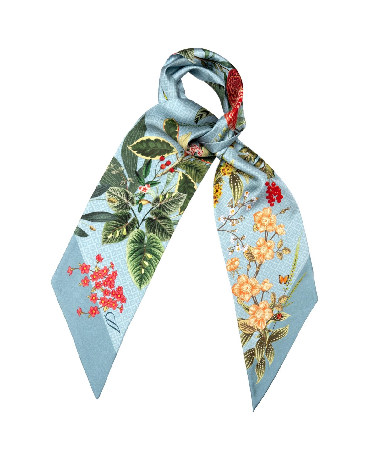 Ornella - Skinny Silk Scarf for Women - Dusty blue