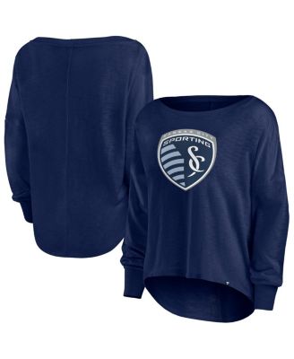 Fanatics - Women's Navy Sporting Kansas City Corner Kick Long Sleeve Fashion T-Shirt