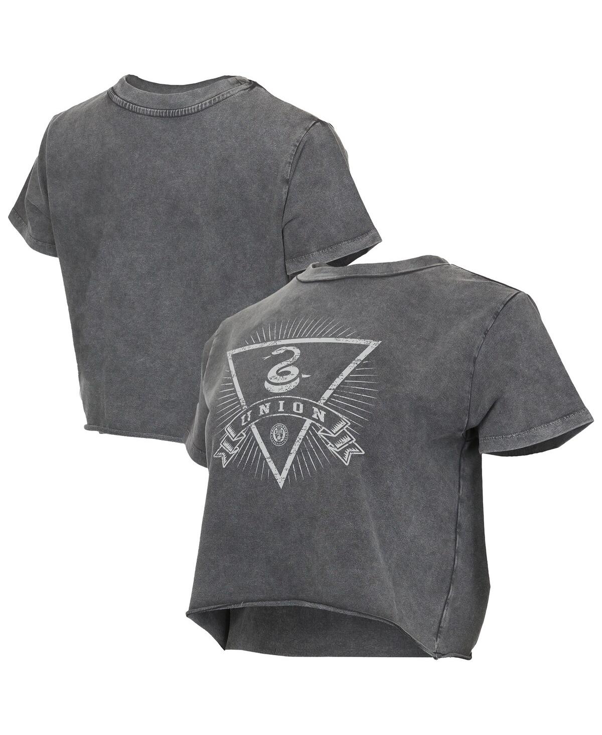 Concepts Sport Women's Charcoal Philadelphia Union Distressed Market Cropped T-shirt