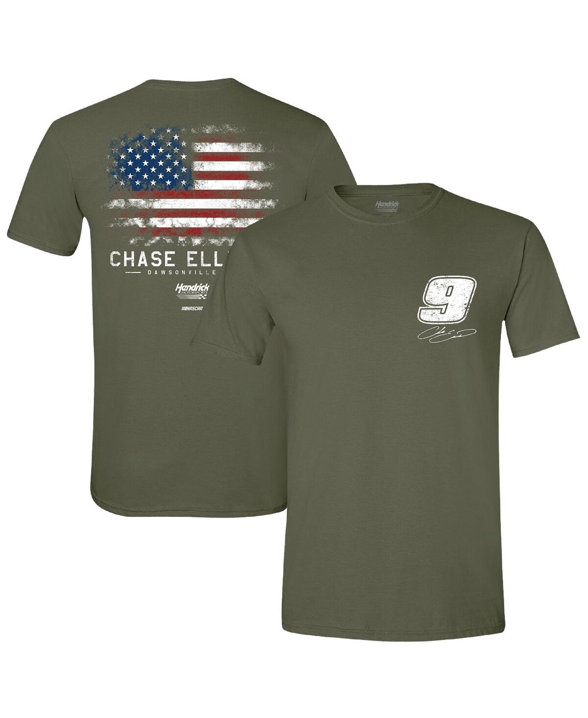 Men's Green Chase Elliott Flag T-Shirt - Green