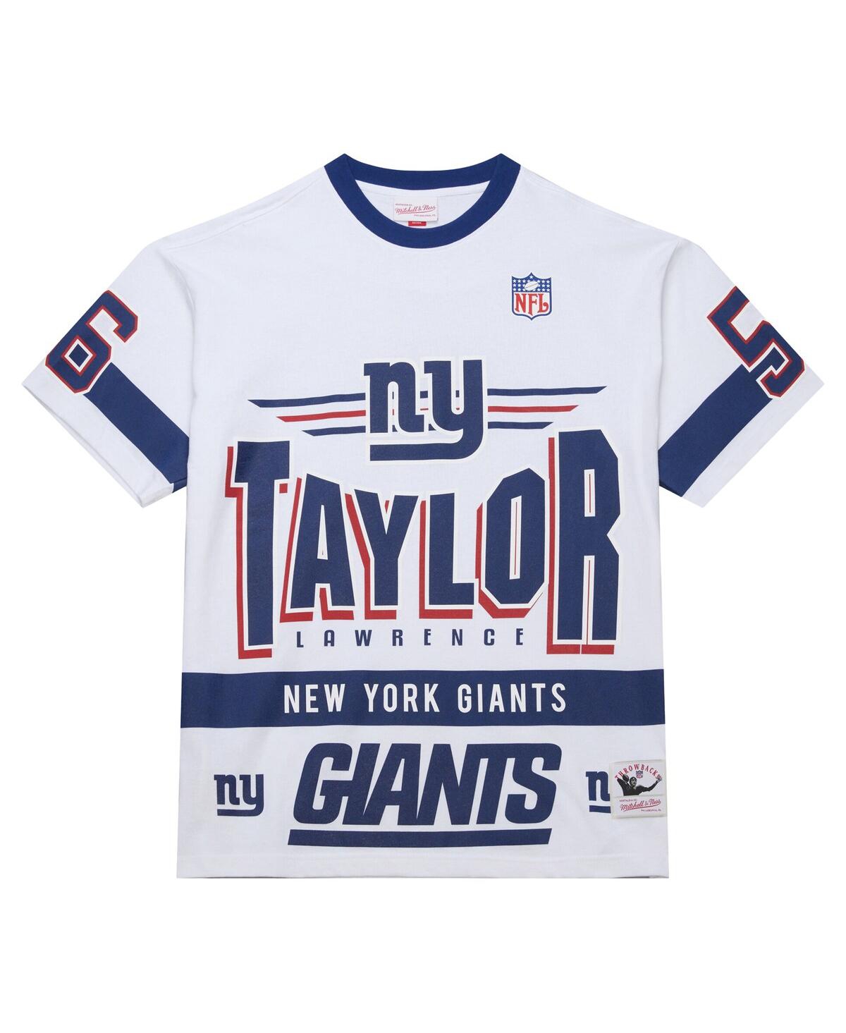 Mitchell & Ness Men's Lawrence Taylor White New York Giants Name Number Team Origins Vintage Logo T-shirt