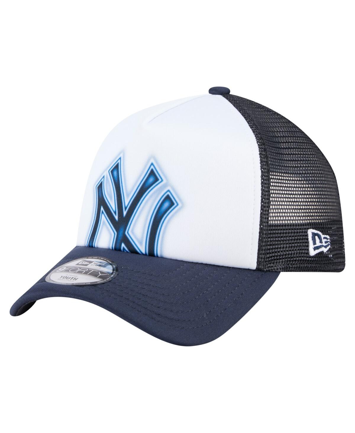 New Era Toddler White/navy New York Yankees Painted A-frame 9forty Trucker Adjustable Hat