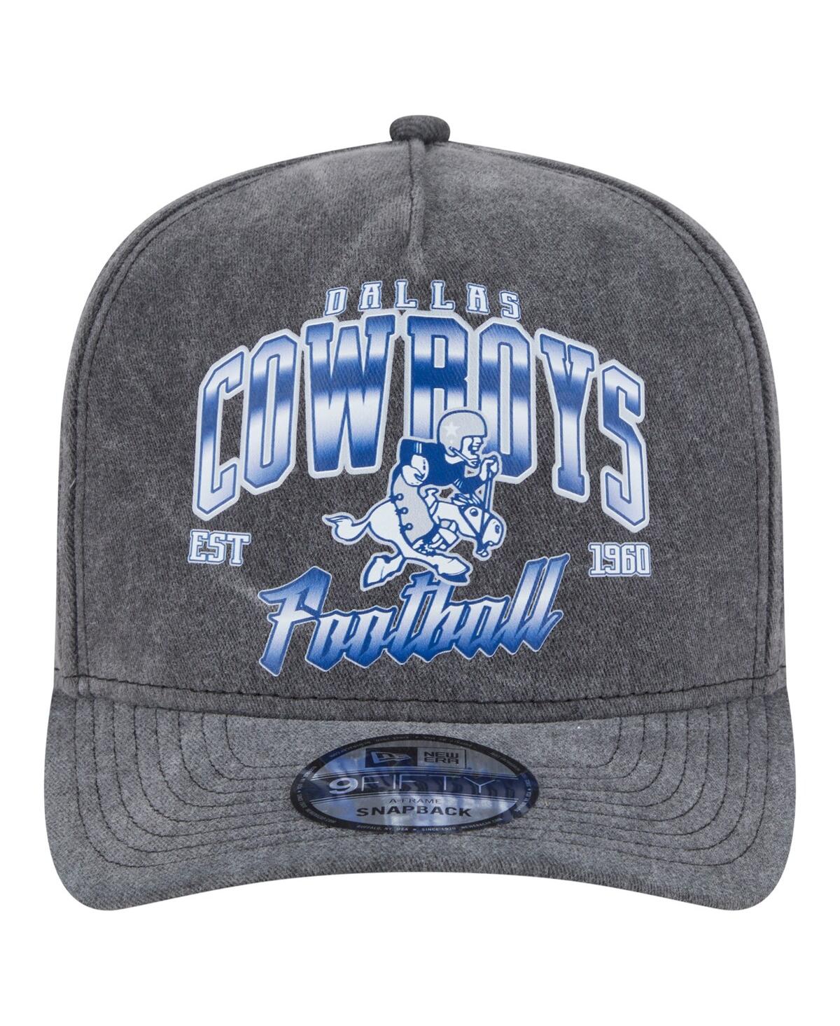 New Era Men's Black Dallas Cowboys Throwback Washed A-frame 9fifty Snapback Hat