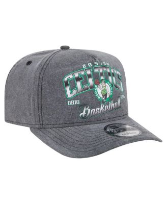 Men's Charcoal Boston Celtics Throwback Washed Pre-Curved 9FIFTY Snapback Hat