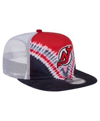Men's Black/Red New Jersey Devils Throwback V-Dye Adjustable Golfer Hat