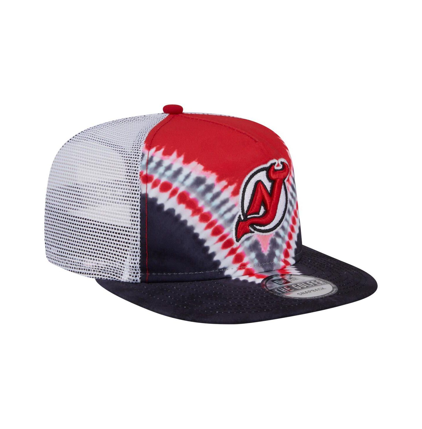 Мужские головные уборы New Era Black/Red New Jersey Devils Throwback V-Dye Adjustable Golfer Hat — фото 3