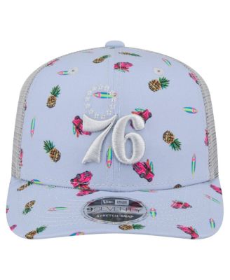 Men's Light Blue/Gray Philadelphia 76ers Adventure Aloha Pattern 9SEVENTY Stretch-Snap Hat