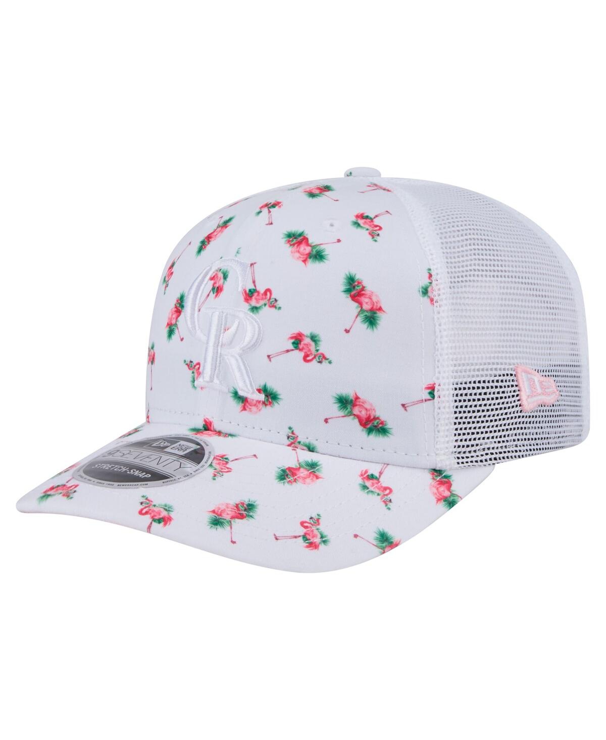 New Era Men's White Colorado Rockies Flamingo Mesh Back 9seventy Stretch-snap Hat