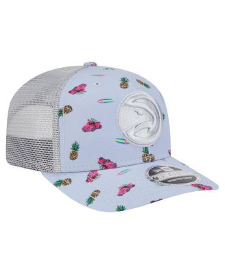 Men's Light Blue/Gray Atlanta Hawks Adventure Aloha Pattern 9SEVENTY Stretch-Snap Hat