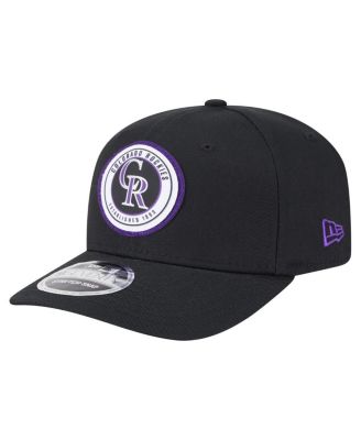 New Era - Men's  Black Colorado Rockies Circle Patch 9SEVENTY Stretch-Snap Hat