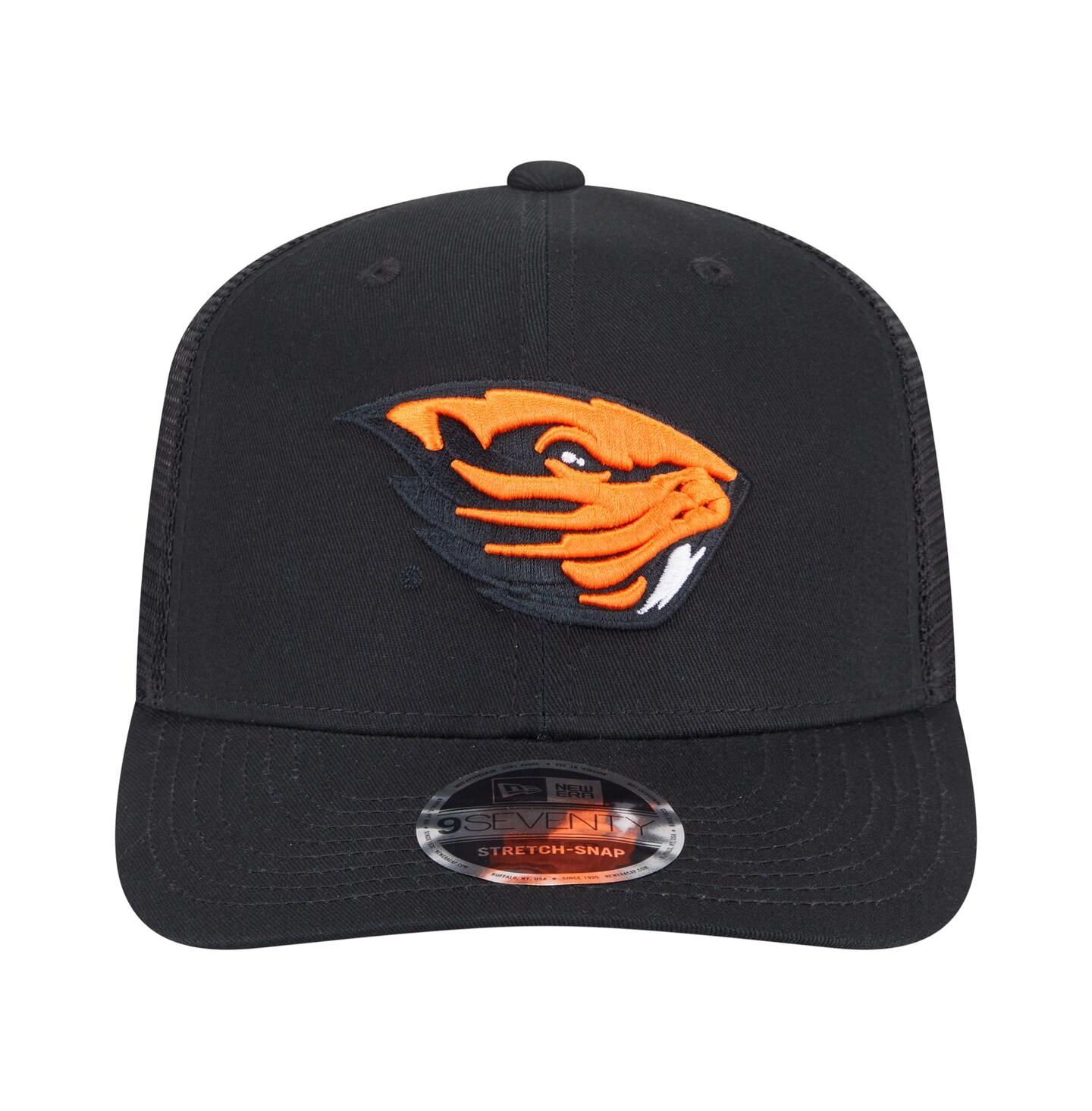 Мужская кепка New Era Black Oregon State Beavers Primary 9SEVENTY Trucker Stretch Snap Hat — фото 2
