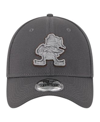 Men's Graphite Cleveland Browns Throwback Logo Main 39THIRTY Flex Hat