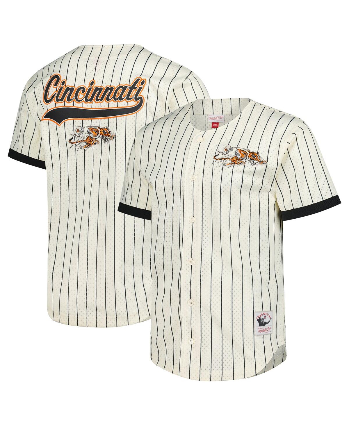Men's Cream Cincinnati Bengals Final Seconds Vintage Logo Mesh Button-Up Shirt - Cream