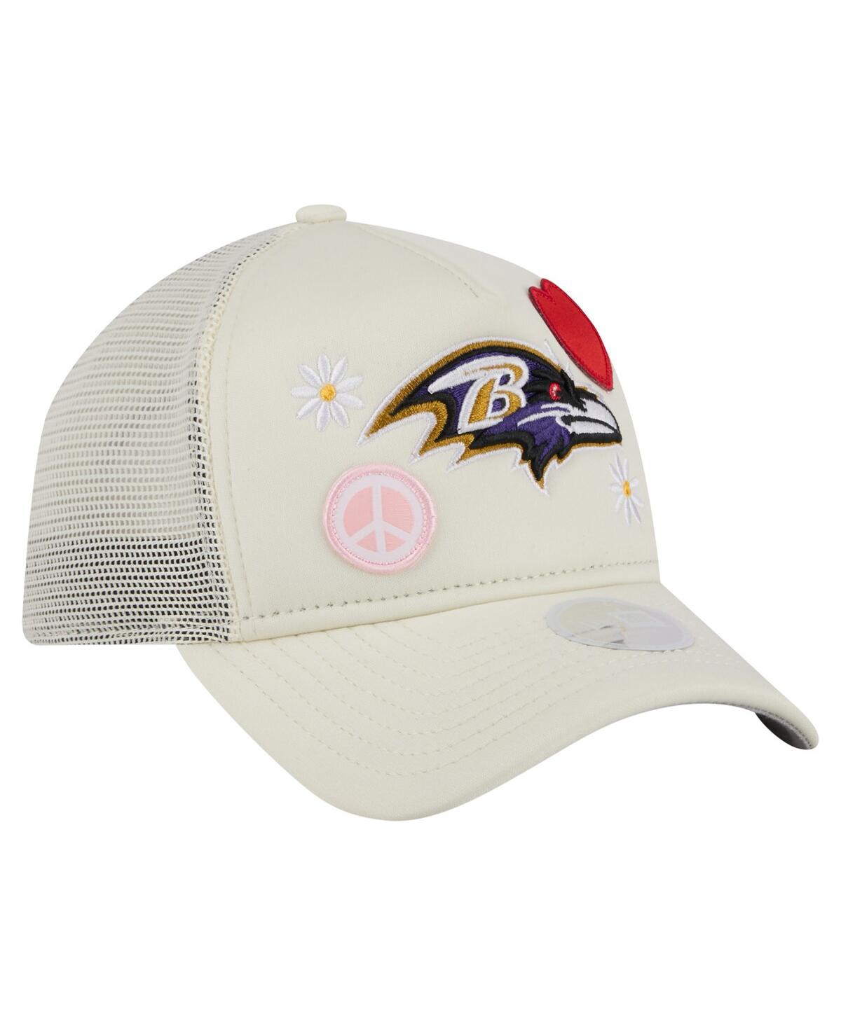 New Era Women's Cream Baltimore Ravens All Love 9forty Adjustable Trucker Hat