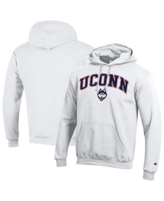 Champion - Men's White UConn Huskies Arched Logo Fleece Pullover Hoodie