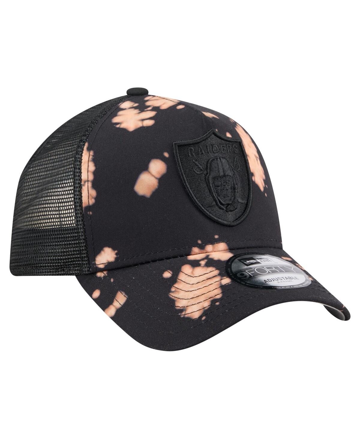 New Era Men's Black Las Vegas Raiders Bleached 9forty A-frame Adjustable Hat