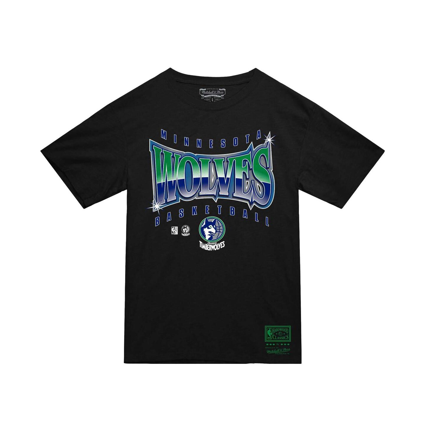 Мужская футболка Mitchell & Ness Black Minnesota Timberwolves Worldwide Collection Glow Up — фото 2
