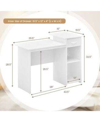 Computer Desk with Drawer Modern Laptop PC Desk with Adjustable Shelf and Cable Hole