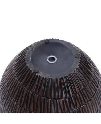 Brown with Black V-Pattern Polyresin 12-Inch Round Planter