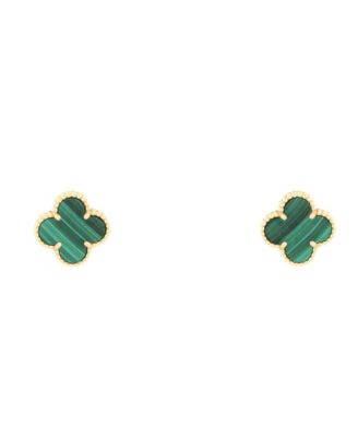Vintage Alhambra Earrings 18K Gold and Malachite