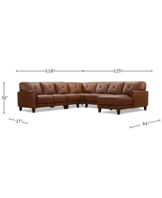 Ashlinn 5-Pc. Leather Chaise Sectional, Exclusively at Macy's