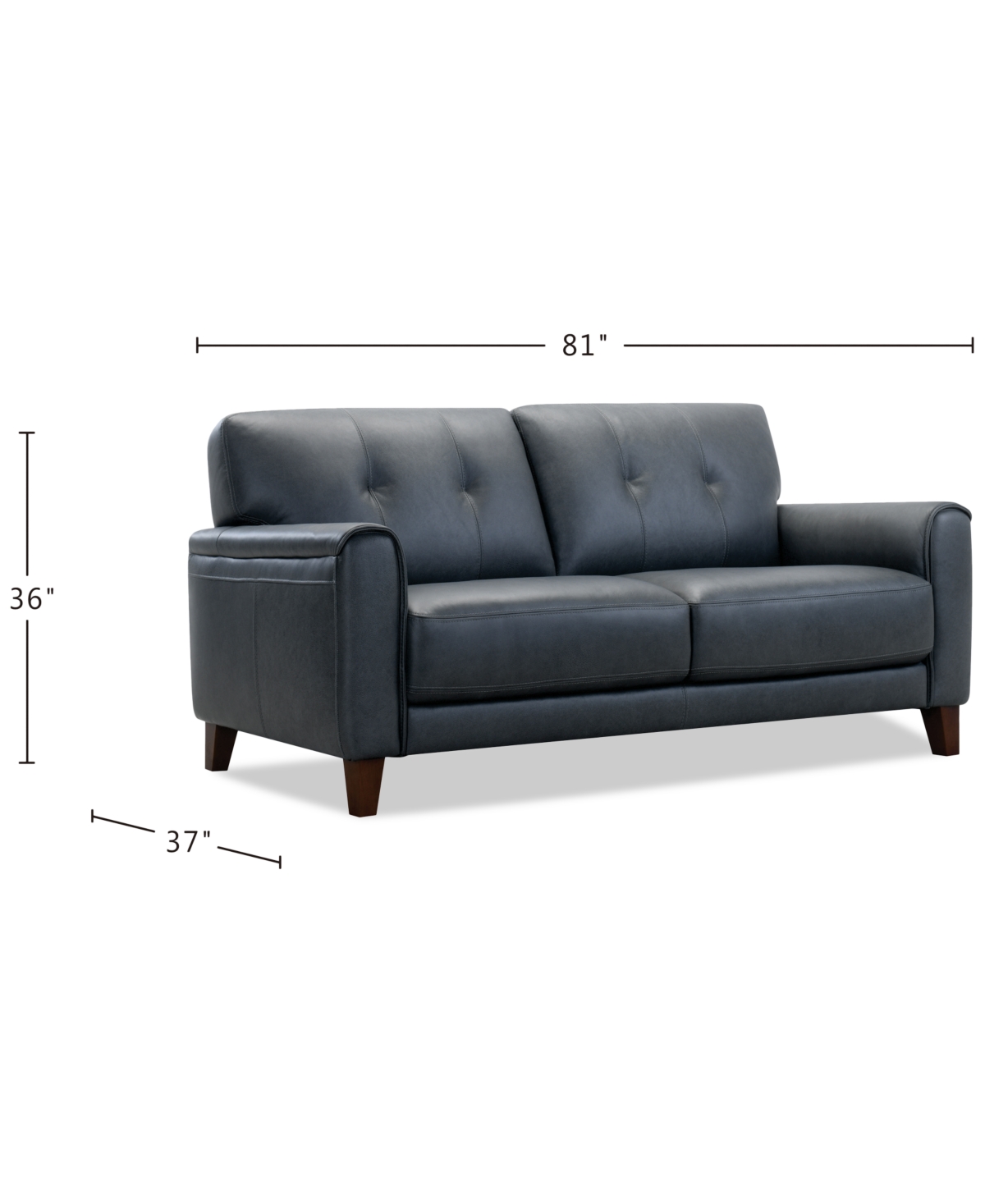 Macy's Ashlinn 82" 2 Seat Leather Sofa, Exclusively At  In Black