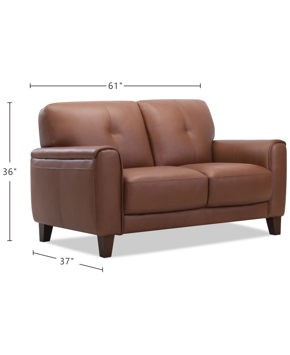 Macy's Ashlinn 61" Leather Loveseat, Exclusively At  In Brown