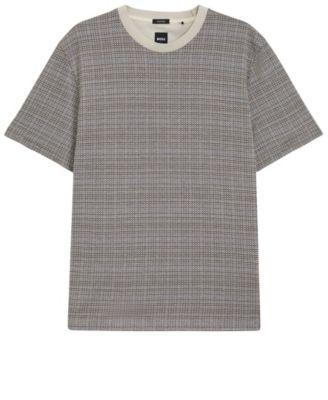 Men's Grid Pattern Mercerized-Cotton T-Shirt
