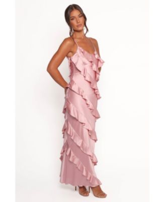Women's Ciao Ruffles Maxi Satin Dress