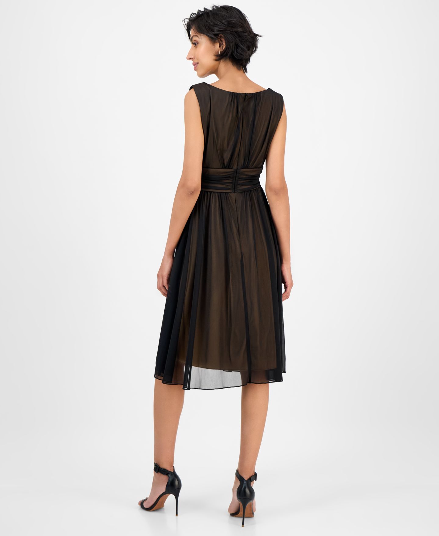 Женское платье Connected Petite Sleeveless Chiffon, цвет: Тёмно-зелёный золотой — фото 9