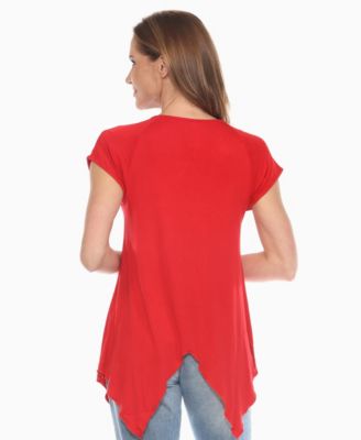 Women's Beaded Angled Hem Knit Top