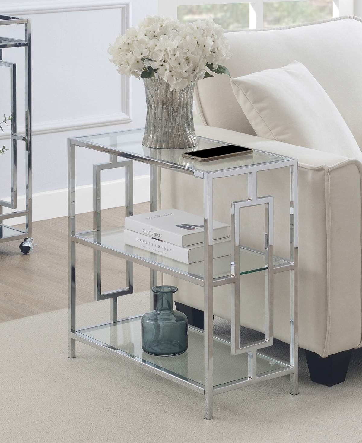 Convenience Concepts 24" Town Square Chrome 3 Tier Chairside End Table