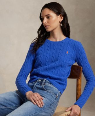 Women's Cable Wool-Cashmere Crew Neck Sweater