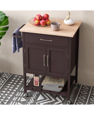Rolling Kitchen Island Cart with Drawer and Towel Rack