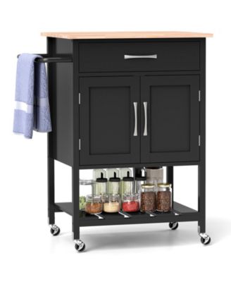 Rolling Kitchen Island Cart with Drawer and Towel Rack