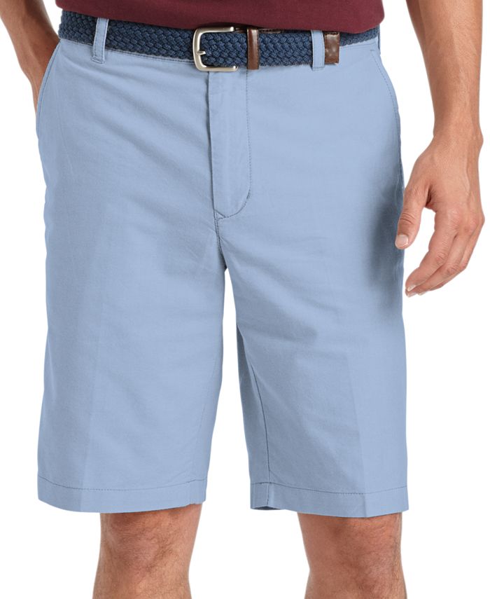 IZOD Flat-Front Oxford Solid Shorts - Macy's