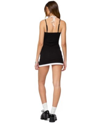 Women's Contrast Layered Look Halter Mini Dress