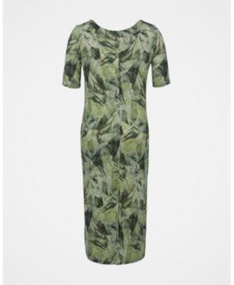 Women's Linen Blend Button Back Midi Dress