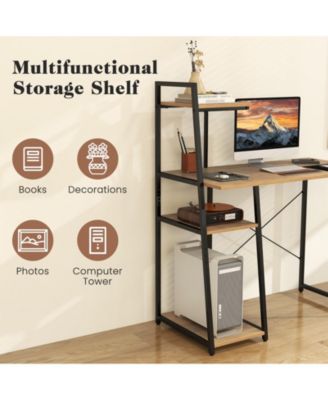 Computer Desk with Shelves and 3-Tier Storage Bookshelf