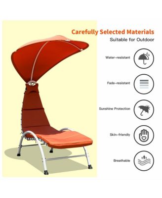 Outdoor Patio Lounge Chair Chaise w/ Steel Frame Cushion Canopy