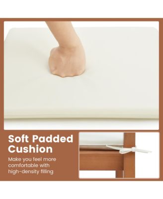 Patio Eucalyptus Wood Bar Stools Set of 2 Outdoor Bar Height Patio Chairs w/ Cushions