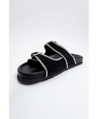 Allen Rhinestone Leather Slide Sandal (Women)