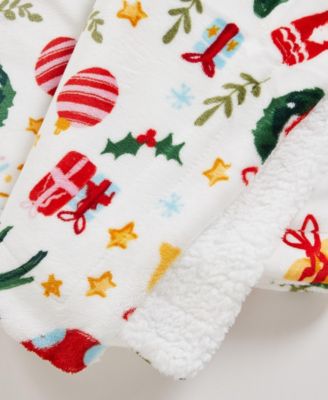 Velvet Plush Fleece Reversible Sherpa Holiday Printed Throw