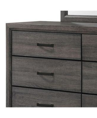 Ambroise Wood Dresser & Mirror, Gray/Black