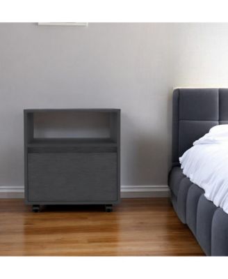 One Drawer Faux Wood Nightstand for Bedroom Storage and Bedside Table