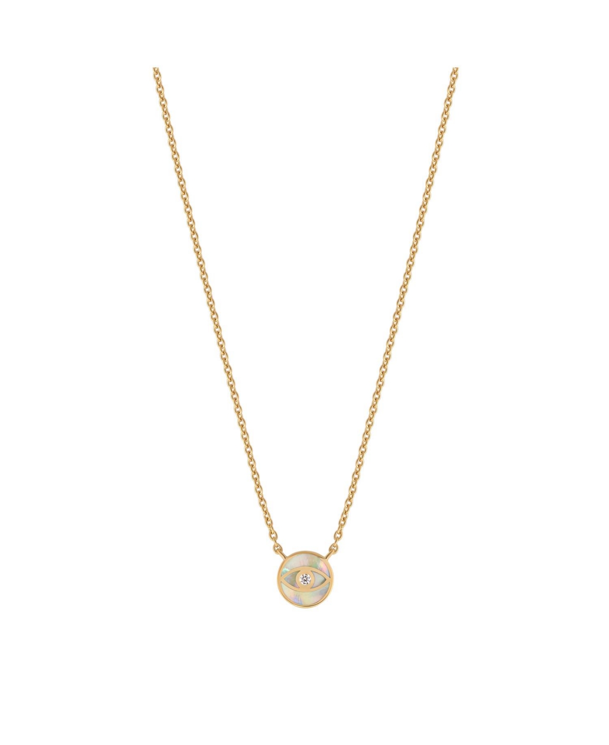 Reside In Protection Mother Of Pearl Evil Eye Necklace - Gold/White