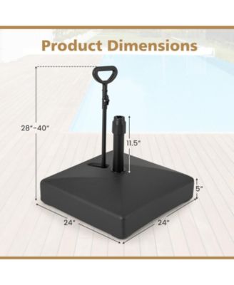 Mobile Patio Umbrella Base Water Sand Fillable Market Table Umbrella Stand with 3 Wheels