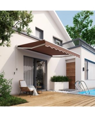 8 x 6.6 Feet Patio Retractable Awning with Manual Crank Handle