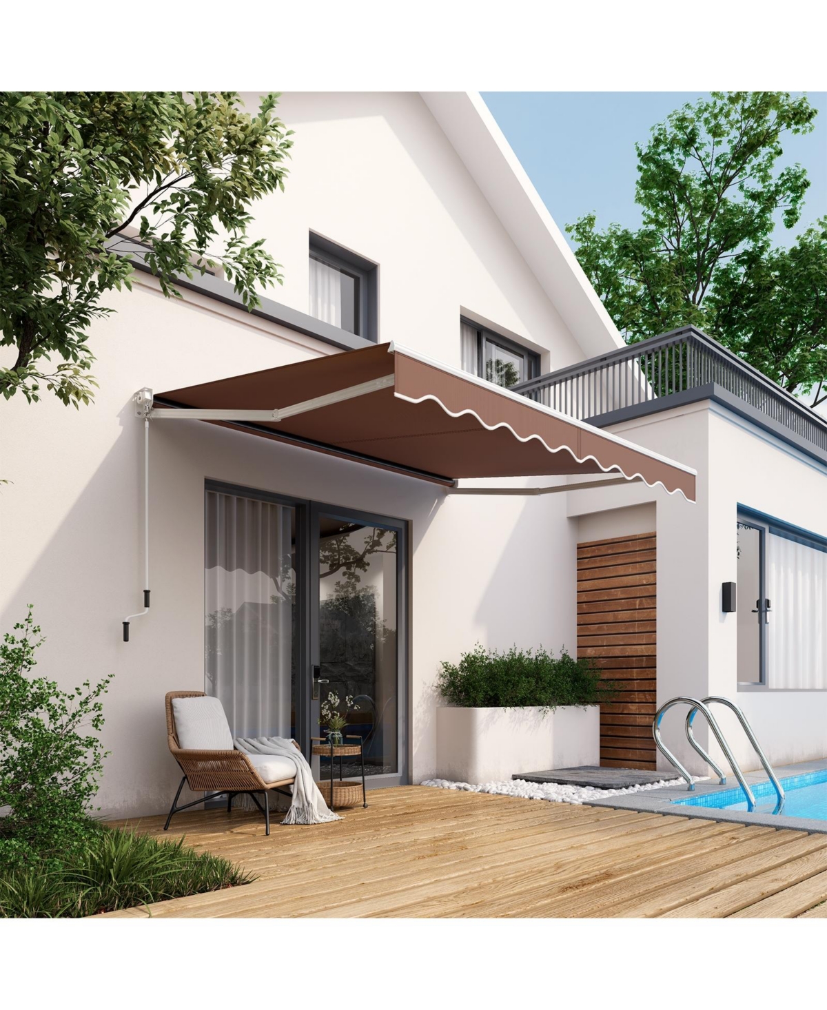 8 x 6.6 Feet Patio Retractable Awning with Manual Crank Handle