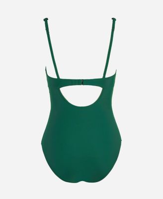 Women's Green Drawstring Tummy Control One-Piece